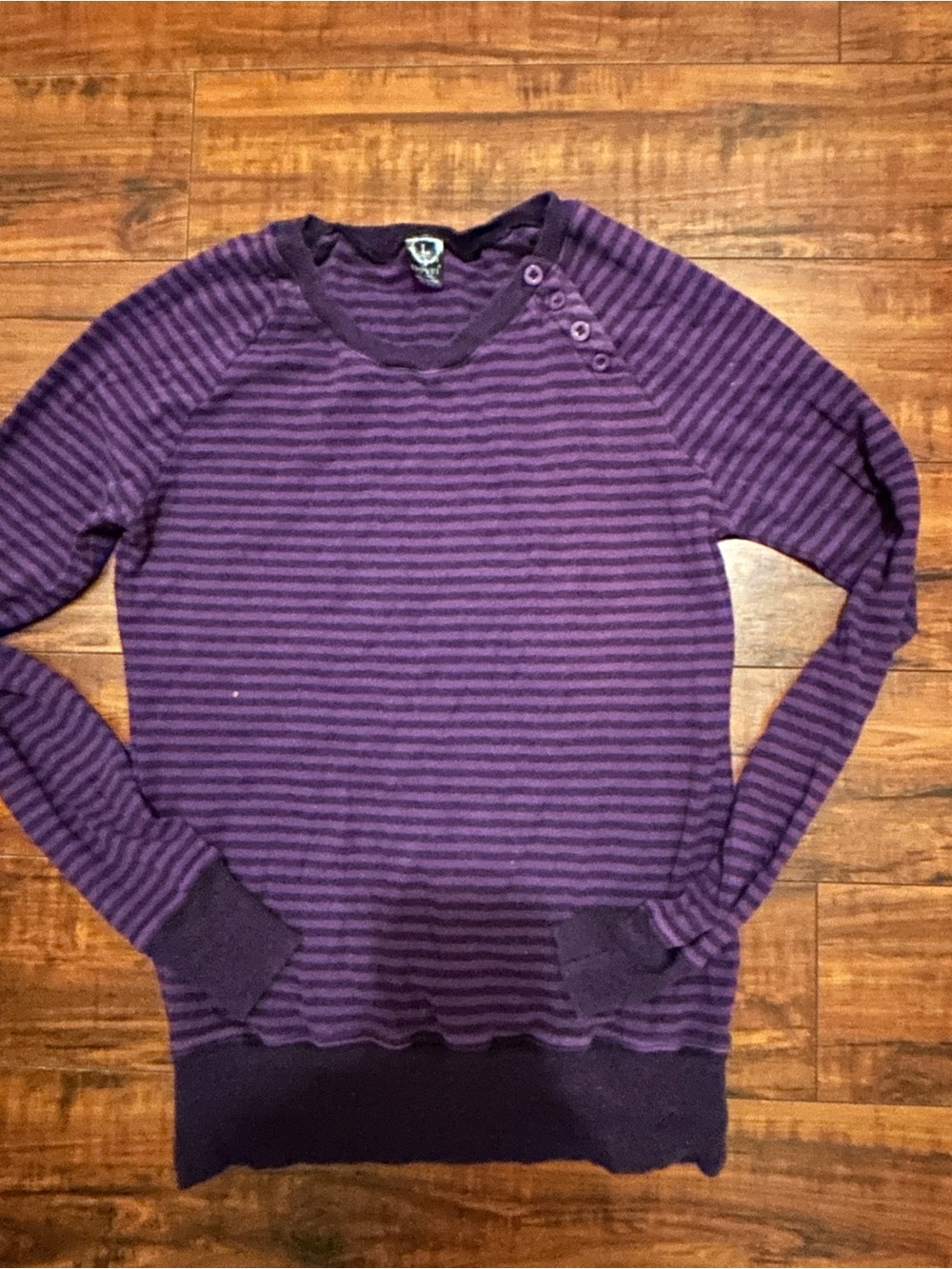 #Empyre #Womens #Large Purple Striped Women's Sweater - Button Shoulder